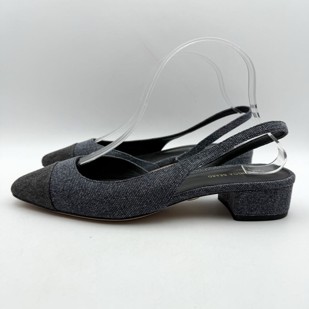 Veronica Beard Womens Cecile Denim Cap Toe Slingback Heel US 8 M Blue Black NWOB - Picture 8 of 13